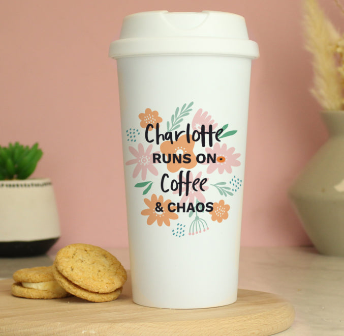 Personalised Floral Travel Mug