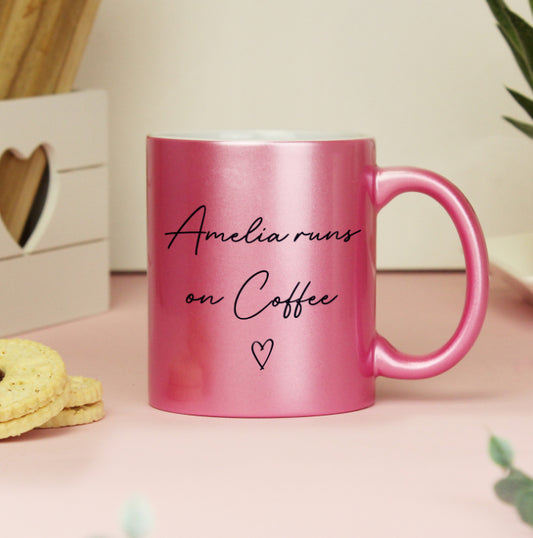 Personalised Pink Glitter Mug