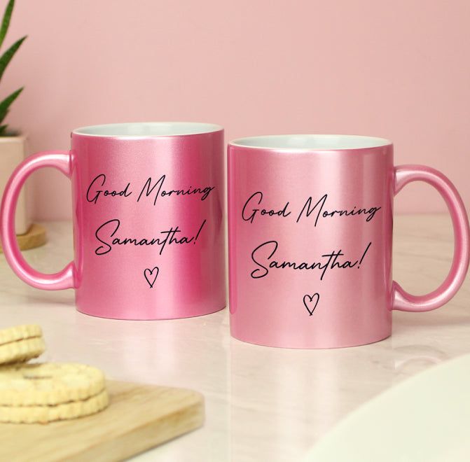 Personalised Pink Glitter Mug