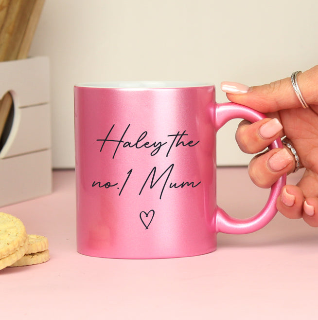 Personalised Pink Glitter Mug