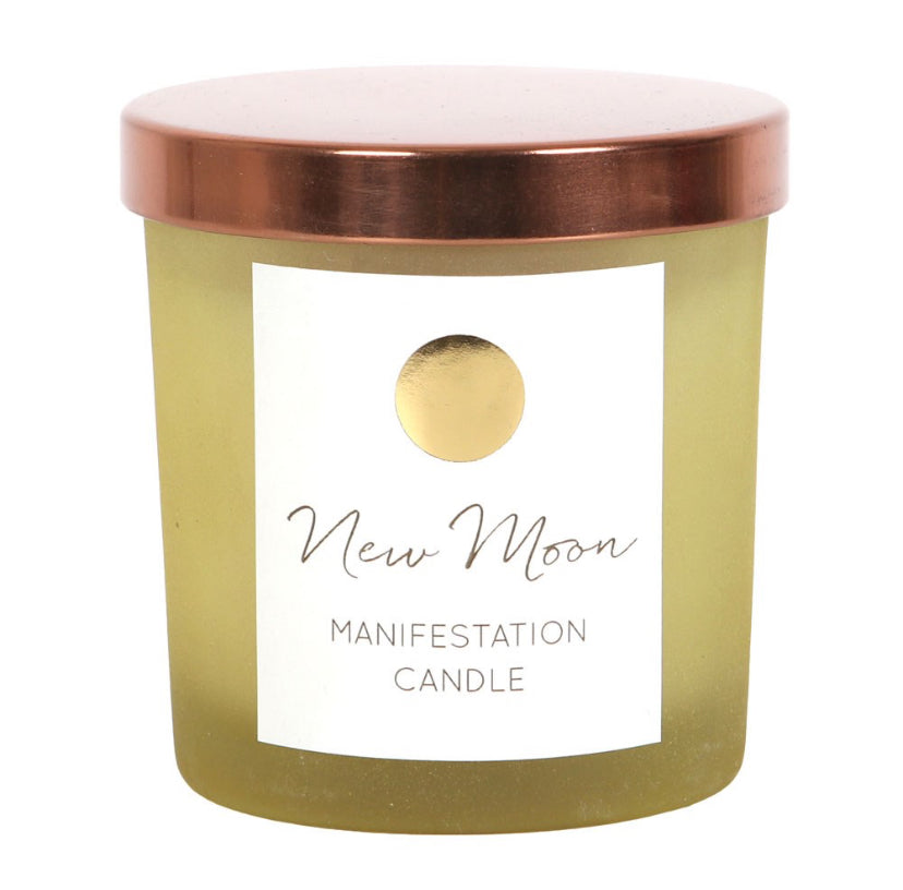 New Moon Wild Orange Manifestation Candle with Clear Quartz