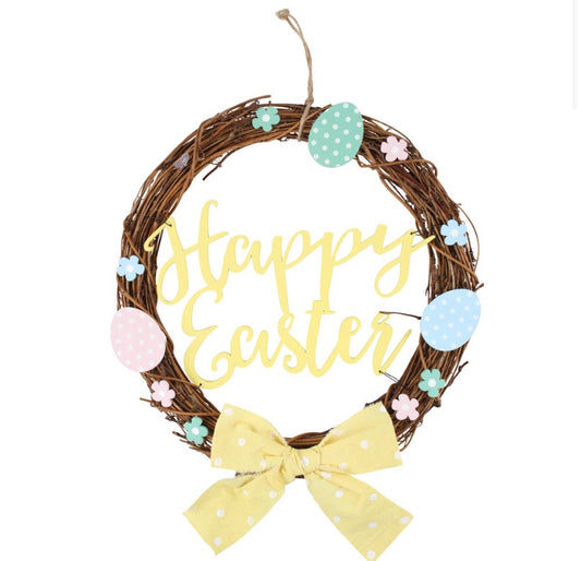 30cm Happy Easter Willow Wreath