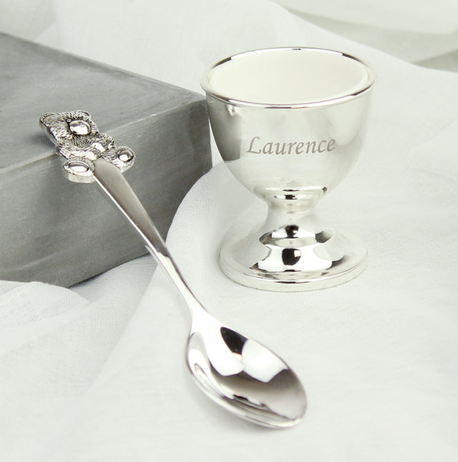 Personalised Silver Egg Cup & Spoon