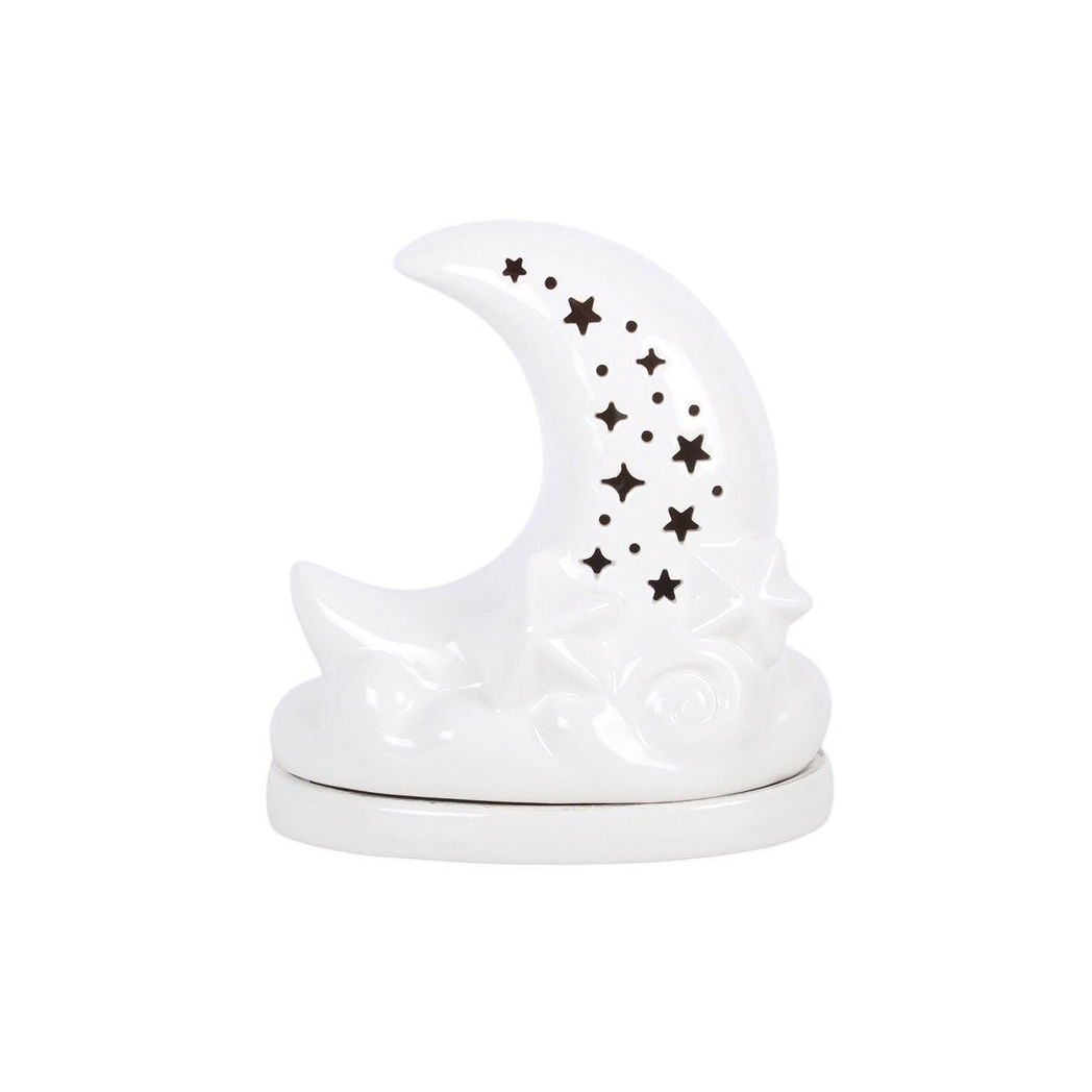 White Pastel Skies Moon Incense Cone Holder