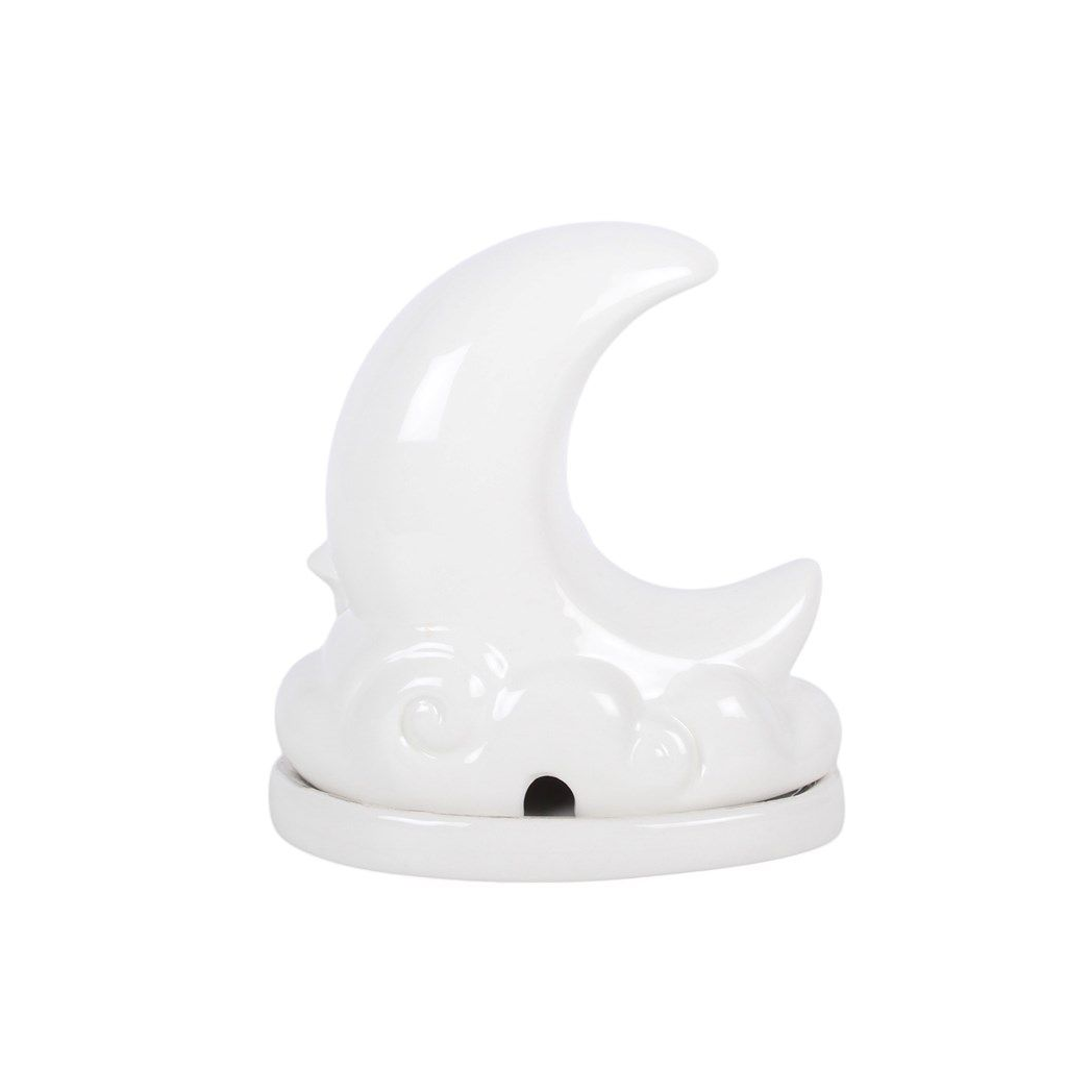 White Pastel Skies Moon Incense Cone Holder