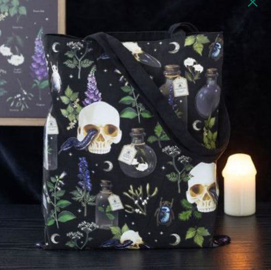 Venom & Vines Print Polycotton Tote Bag