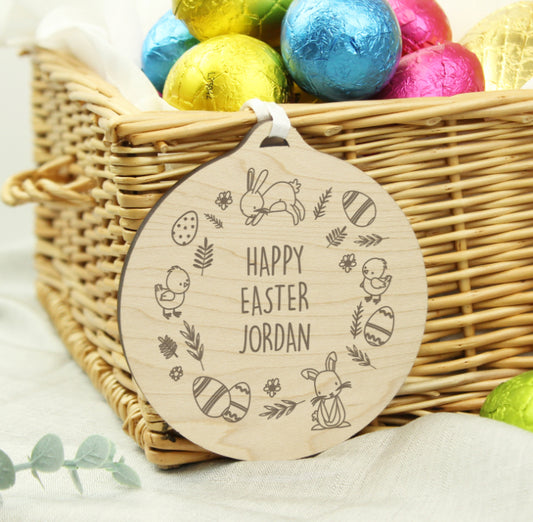 Personalised Happy Easter Wooden Decoration