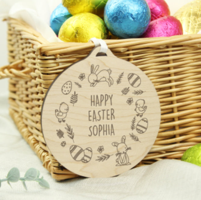 Personalised Happy Easter Wooden Decoration