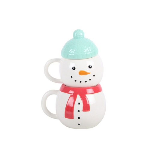 Set of 2 Winter Snowman Stacking Mugs