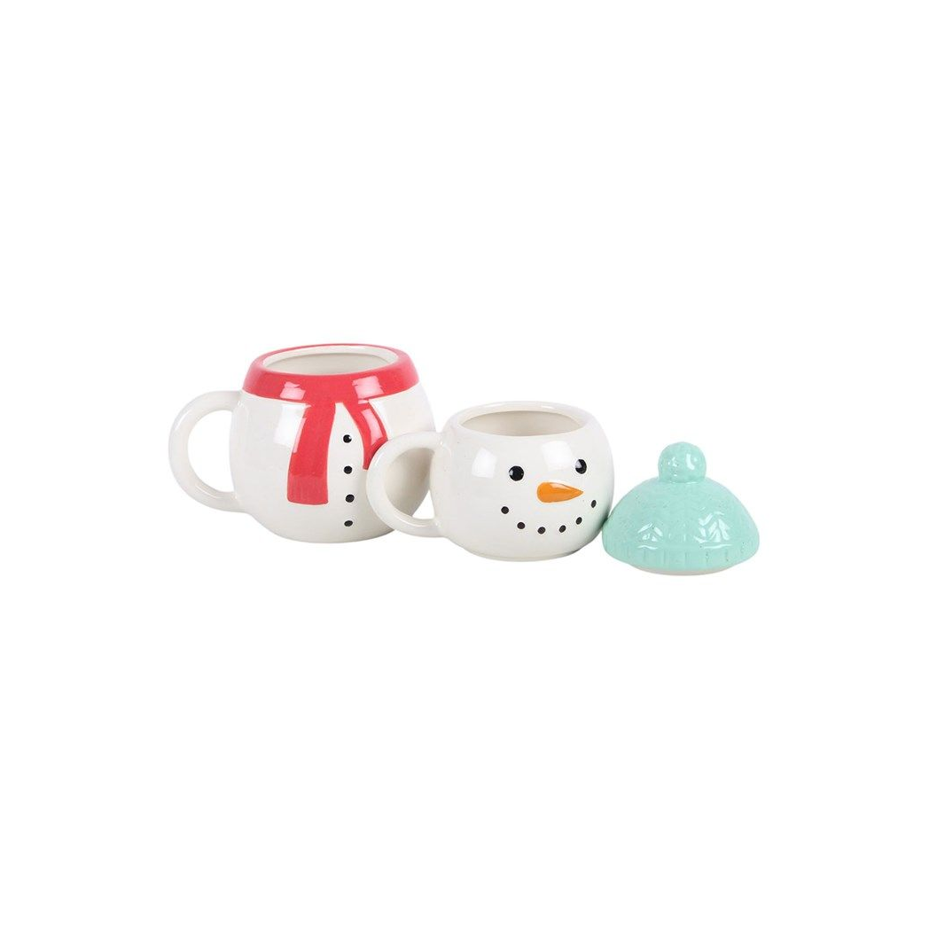 Set of 2 Winter Snowman Stacking Mugs