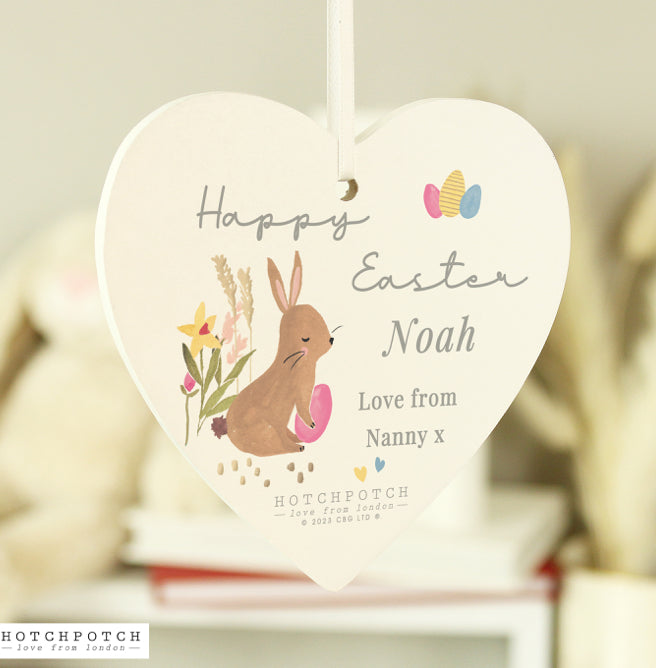 Personalised Hotchpotch Easter Wooden Heart Decoration