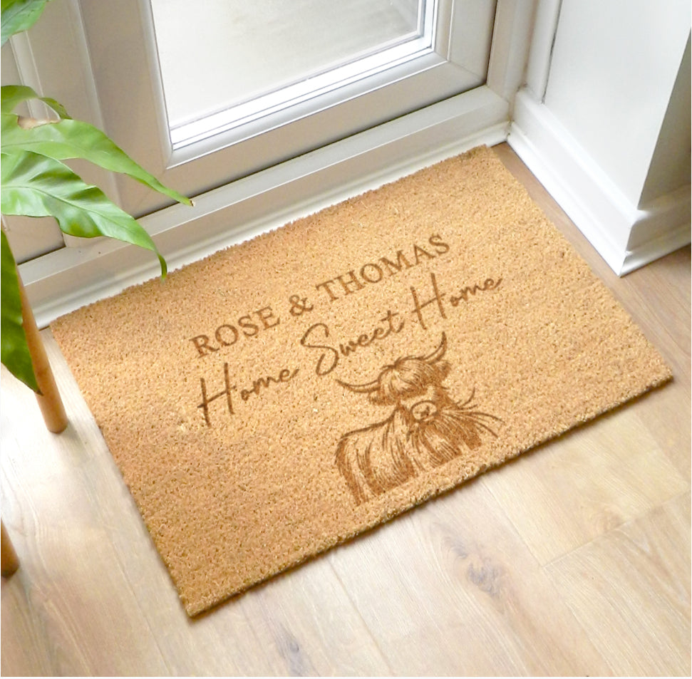 Personalised Highland Cow Doormat
