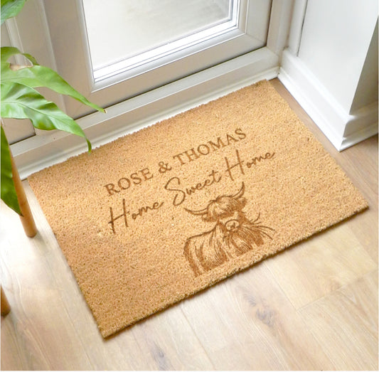 Personalised Highland Cow Doormat