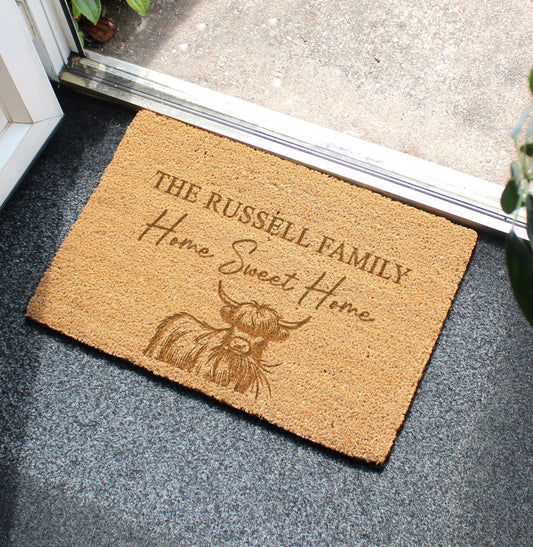 Personalised Highland Cow Doormat