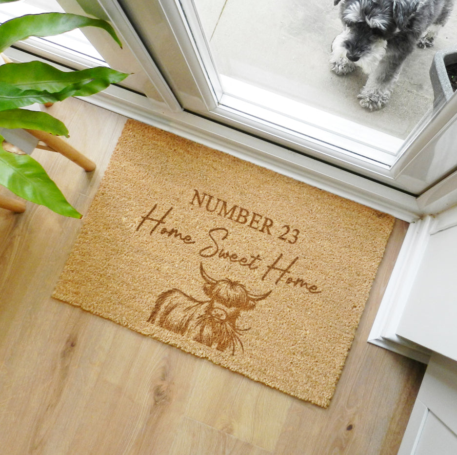 Personalised Highland Cow Doormat