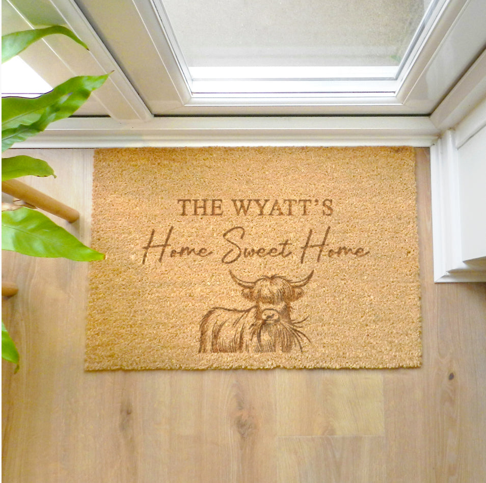 Personalised Highland Cow Doormat