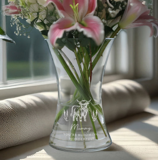 Personalised Highland Cow Waisted Vase