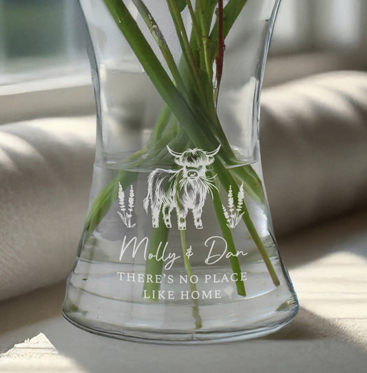 Personalised Highland Cow Waisted Vase