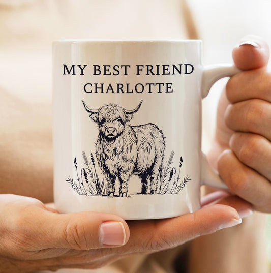 Personalised Black Highland Cow Mug