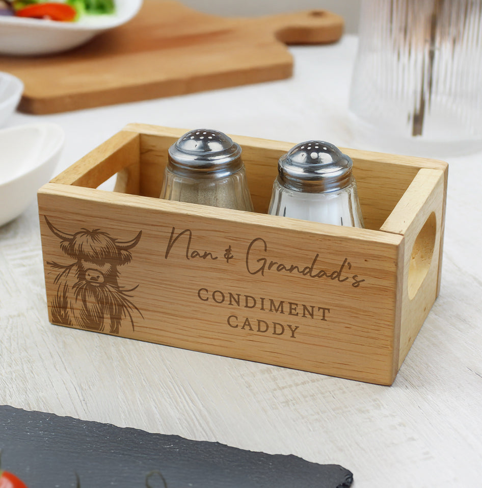 Personalised Highland Cow Mini Wooden Storage Crate