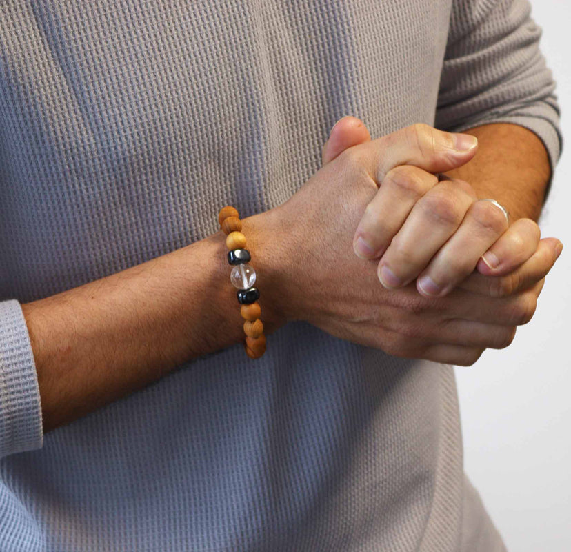 Cedarwood Crown Chakra Bangle with Clear Quartz