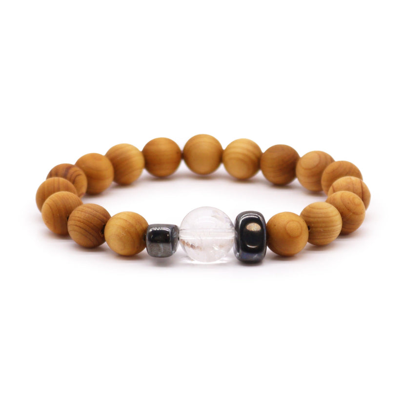 Cedarwood Crown Chakra Bangle with Clear Quartz