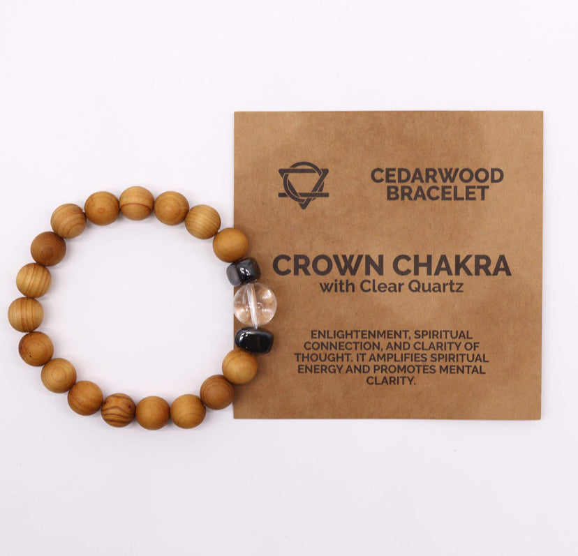 Cedarwood Crown Chakra Bangle with Clear Quartz