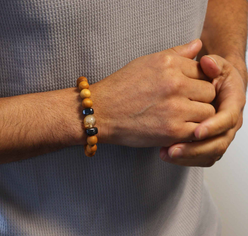 Cedarwood Solar Plexus Chakra Bangle with Citrine