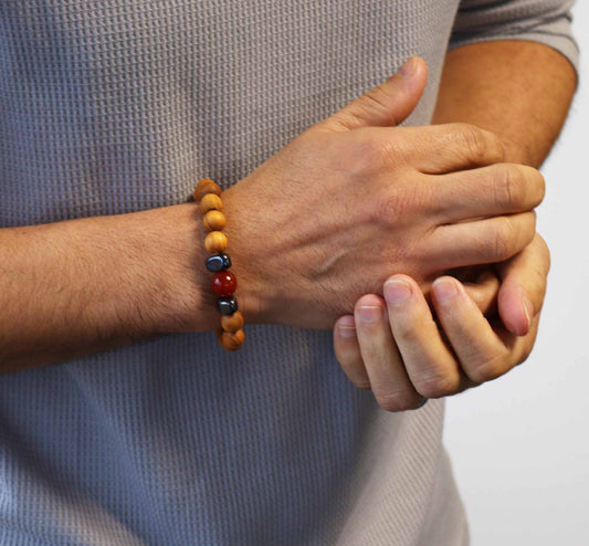 Cedarwood Root Chakra Bangle with Red Jasper