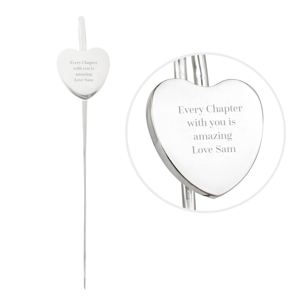 Personalised Engraved Silver Heart Bookmark