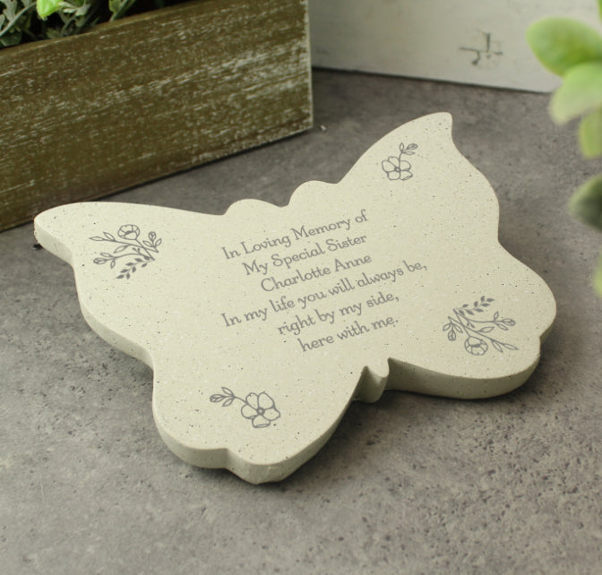 Personalised Floral Memorial Resin Butterfly