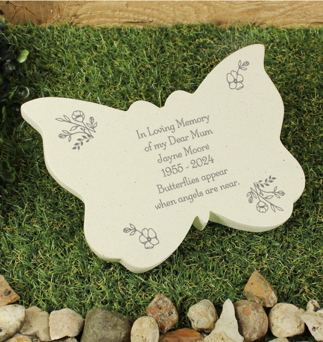 Personalised Floral Memorial Resin Butterfly