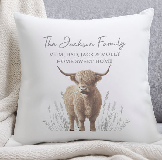 Personalised Highland Cow Cushion