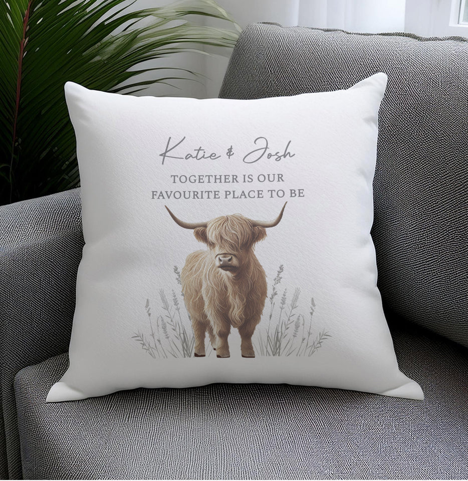 Personalised Highland Cow Cushion
