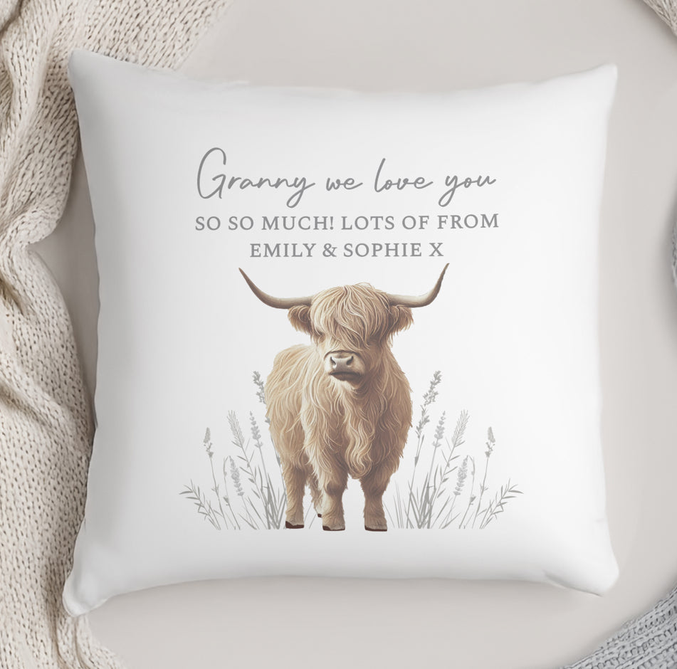 Personalised Highland Cow Cushion