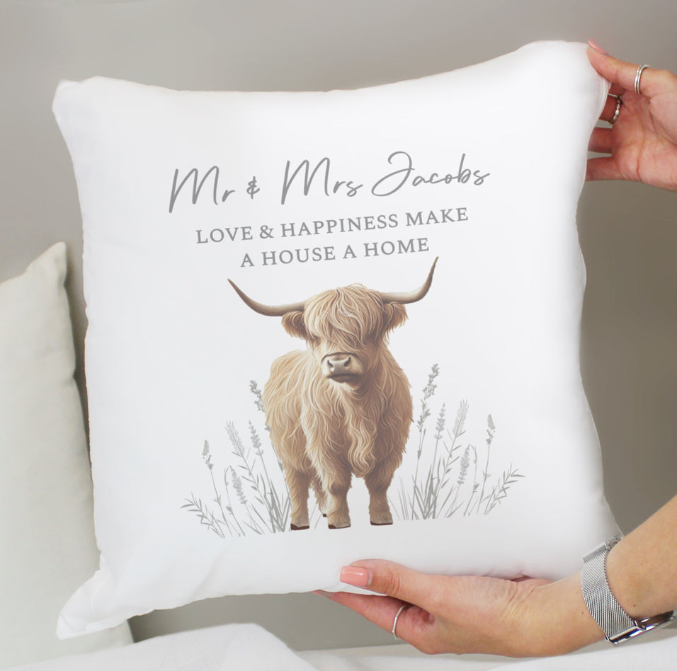 Personalised Highland Cow Cushion