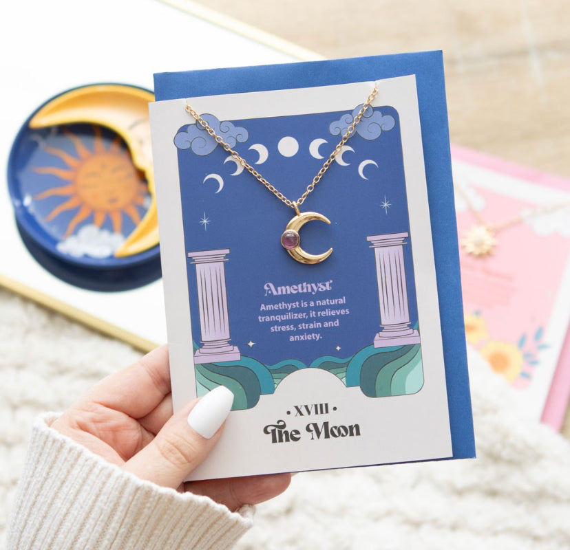 The Moon Celestial Amethyst Necklace Card