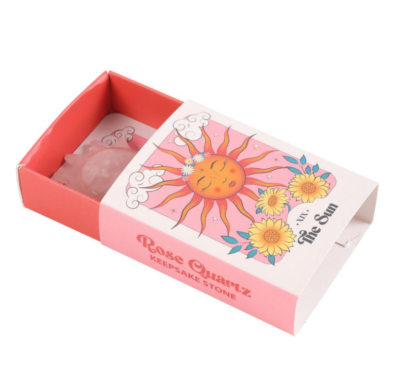 Rose Quartz Crystal Sun Keepsake Stone in a Box