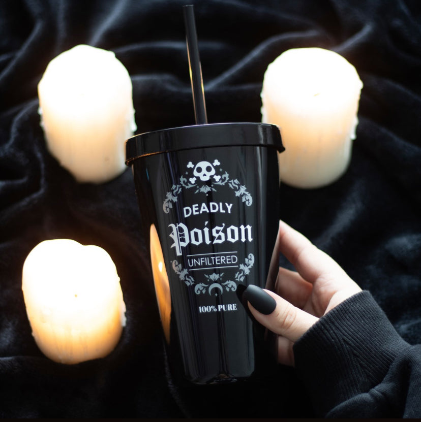 Deadly Poison Plastic Tumbler with Straw