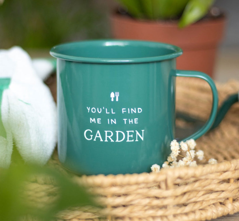 Find Me in the Garden Enamel Mug