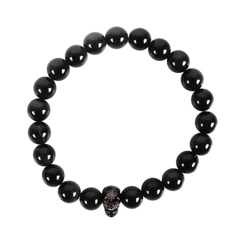 Black Obsidian Skull Bracelet