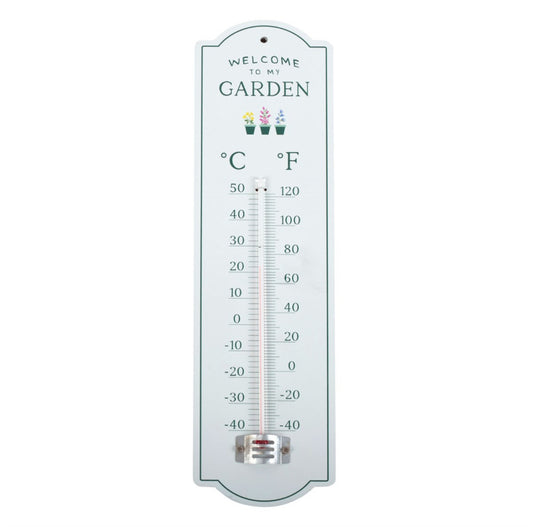 Welcome to My Garden Metal Wall Thermometer