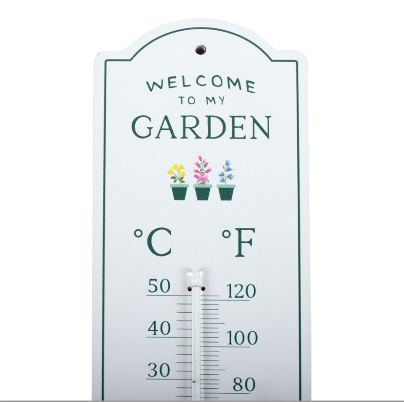 Welcome to My Garden Metal Wall Thermometer