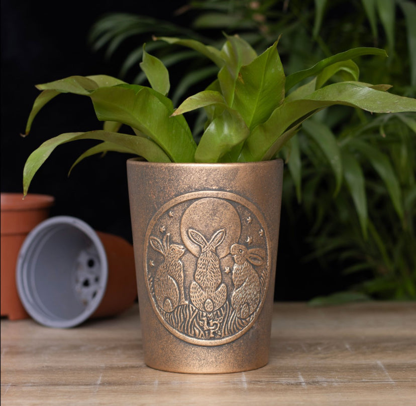 Moon Shadows Bronze Terracotta Plant Pot by Lisa Parker