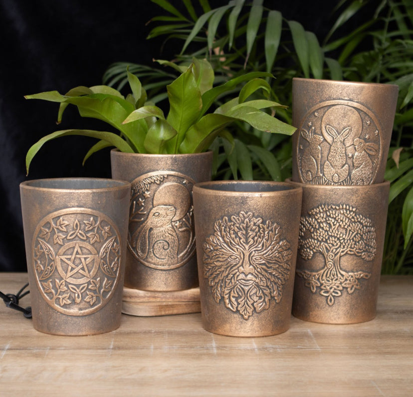 Tree of Life Bronze Terracotta Plant Pot by Lisa Parker