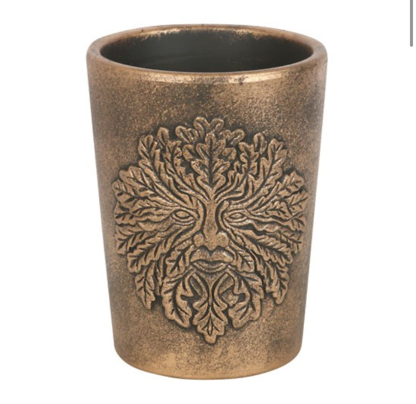 Green Man Bronze Terracotta Plant Pot by Lisa Parker