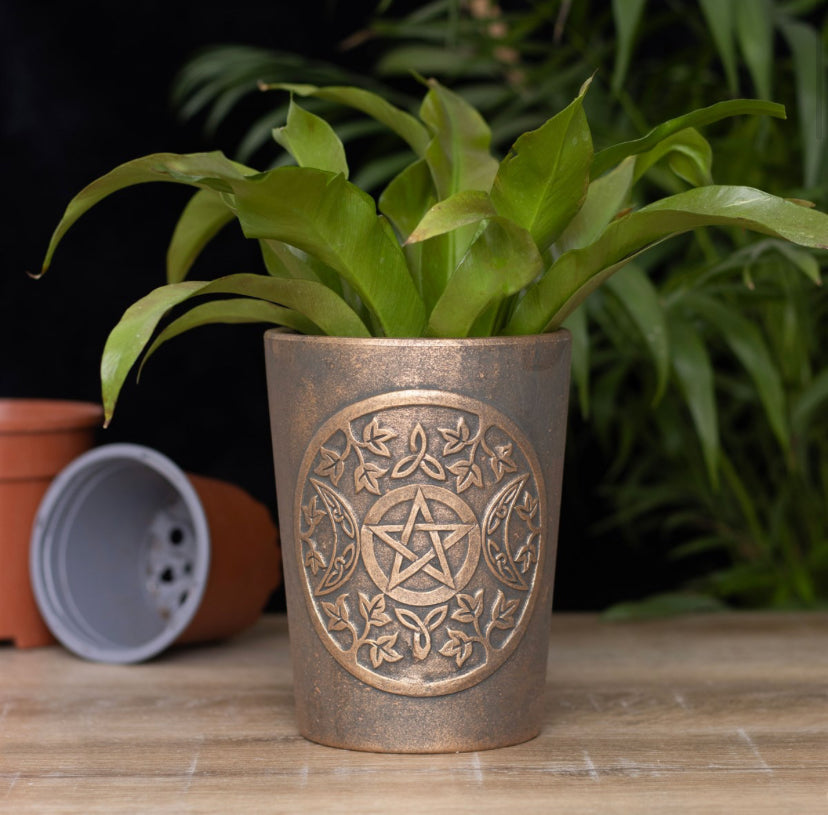 Triple Moon Bronze Terracotta Plant Pot by Lisa Parker