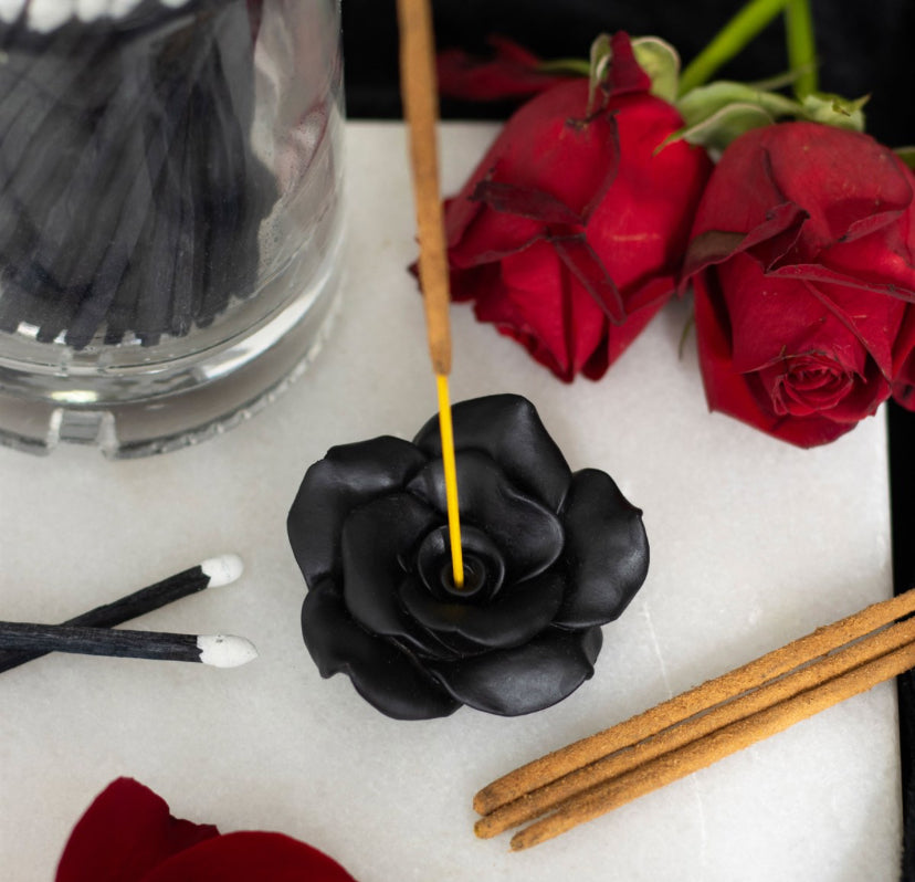 Black Rose Resin Incense Stick Holder