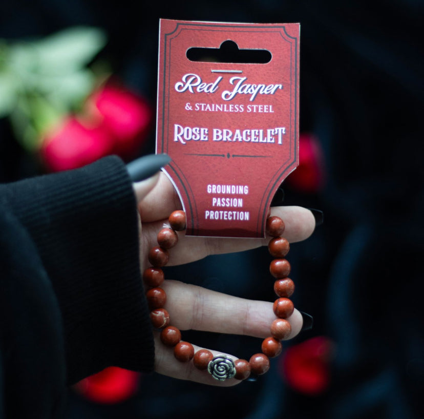 Rose Red Jasper Beaded Bracelet