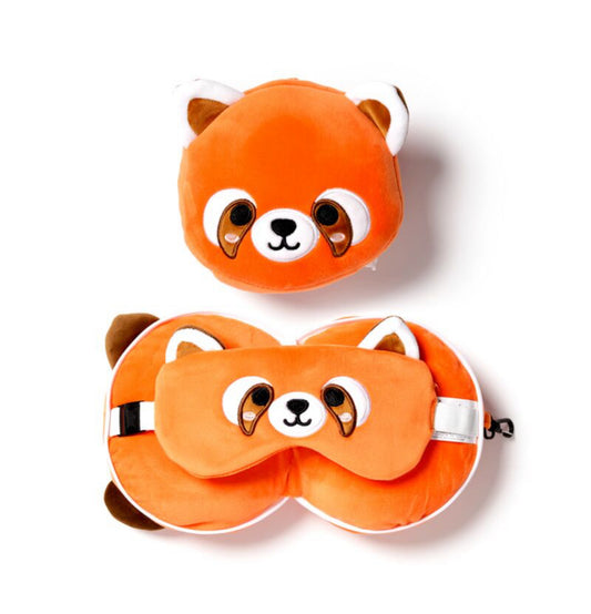 Relaxeazzz Travel Pillow & Eye Mask - Red Panda